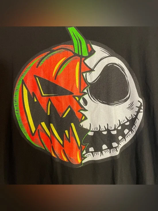Disney Jack Skellington Pumpkin Face T-Shirt Black XL Halloween Nightmare Before - Picture 6 of 10